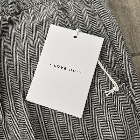 I Love Ugly Striped Gray Kobe Pants Size Small Slim Cotton Blend NWT - Picture 3 of 13